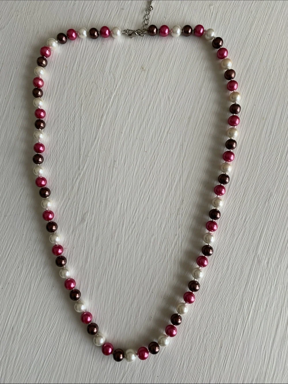Genuine Freshwater Pearls Strand Necklace /Multicolor Pink Burgundy White